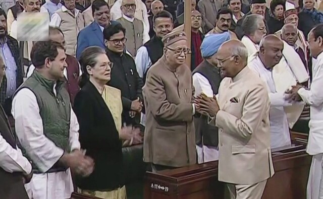 The Budget Session, however, was kick-started with President Ram Nath Kovind's address to the parliamentarians. The president, in a special gesture, went to meet the leaders in the front row. He shook hands with Sonia Gandhi and also enquired about her health. PTI The Budget Session, however, was kick-started with President Ram Nath Kovind's address to the parliamentarians. The president, in a special gesture, went to meet the leaders in the front row. He shook hands with Sonia Gandhi and also enquired about her health. PTI