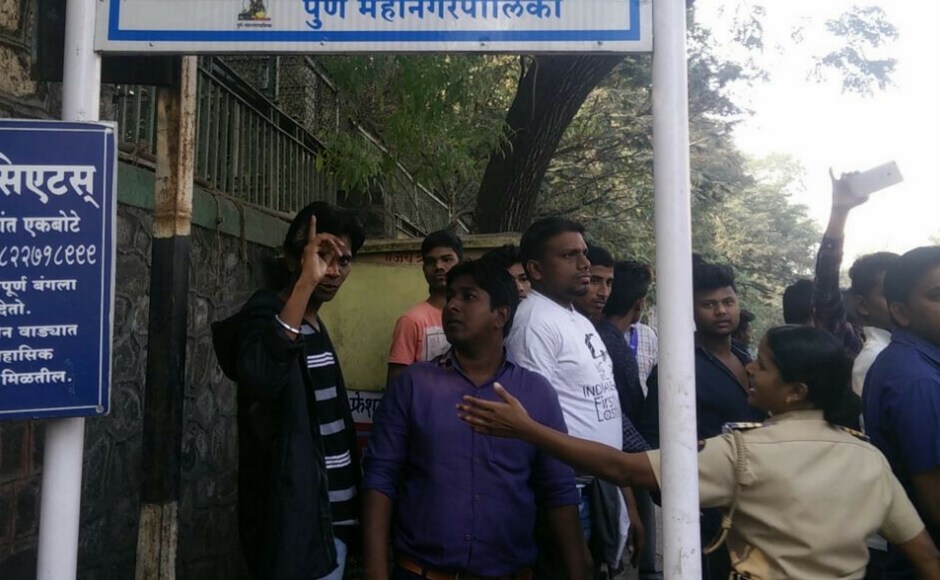 Some Dalit organisations decided to take out a march to the house of Milind Ekbote, who was booked by Pune police under relevant sections of the Prevention of Atrocities Act and "orchestrating” the violence in Bhima Koregaon on 1 January. 101Reporters/Nivedita Niranjankumar Some Dalit organisations decided to take out a march to the house of Milind Ekbote, who was booked by Pune police under relevant sections of the Prevention of Atrocities Act and "orchestrating” the violence in Bhima Koregaon on 1 January. 101Reporters/Nivedita Niranjankumar