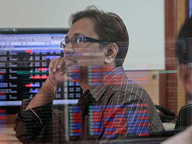 File image of a stock broker at BSE. Reuters.