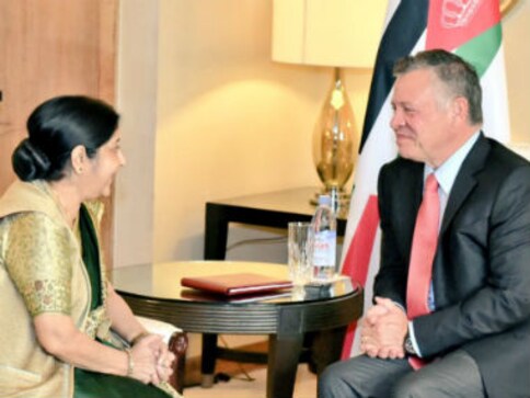 Sushma Swaraj calls on Jordan's king Abdullah II, discusses cooperation in defence, security and tourism sectors Sushma Swaraj calls on Jordan's king Abdullah II, discusses cooperation in defence, security and tourism sectors