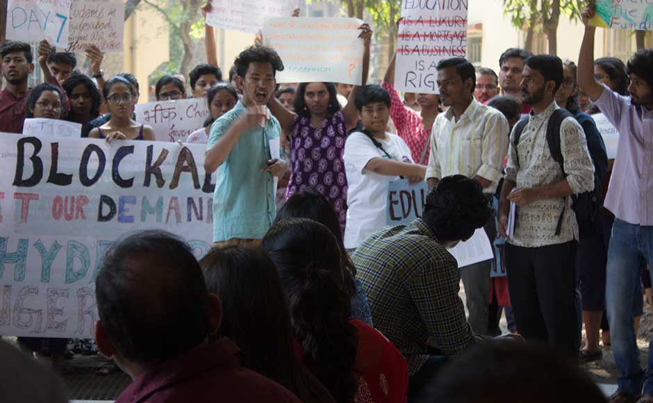 Over 30 students along with their counterparts in Delhi colleges and universities demanded not to burden the students through fee hike and fund cuts. Firstpost/Prthvir Solanki Over 30 students along with their counterparts in Delhi colleges and universities demanded not to burden the students through fee hike and fund cuts. Firstpost/Prthvir Solanki