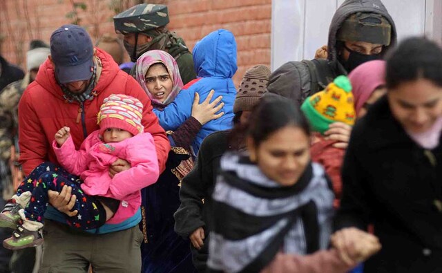 Intermittent exchange of fire continued, there were also clashes between security forces and stone-pelting youths near the site, the officials said. Security forces rescue families from the CRPF camp during the encounter. Firstpost/Sameer Mushtaq Intermittent exchange of fire continued, there were also clashes between security forces and stone-pelting youths near the site, the officials said. Security forces rescue families from the CRPF camp during the encounter. Firstpost/Sameer Mushtaq