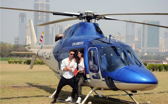 The idea behind this promotional move goes beyond grabbing eyeballs as the helicopter is also a character in their film. Photo by Firstpost/Sachin Gokhale The idea behind this promotional move goes beyond grabbing eyeballs as the helicopter is also a character in their film. Photo by Firstpost/Sachin Gokhale