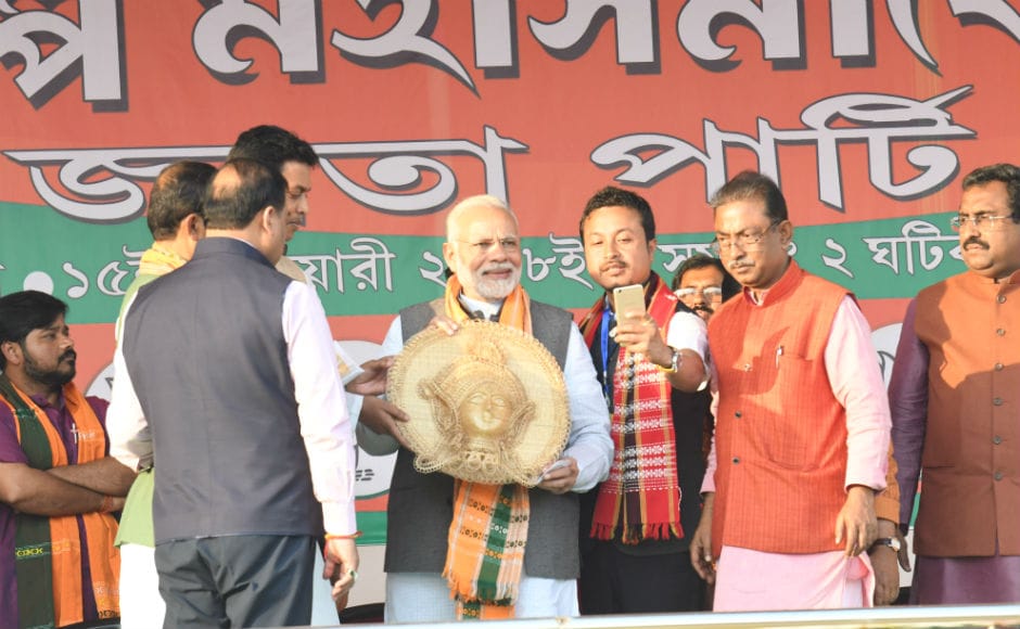 Prime Minister Narendra Modi addressed two rallies in poll bound Tripura's Shanti Bazaar and Asthabal Maidan on Thursday where he attacked the state government for resorting to political violence in the state. Team 101Reporters/Abhisek Saha Prime Minister Narendra Modi addressed two rallies in poll bound Tripura's Shanti Bazaar and Asthabal Maidan on Thursday where he attacked the state government for resorting to political violence in the state. Team 101Reporters/Abhisek Saha