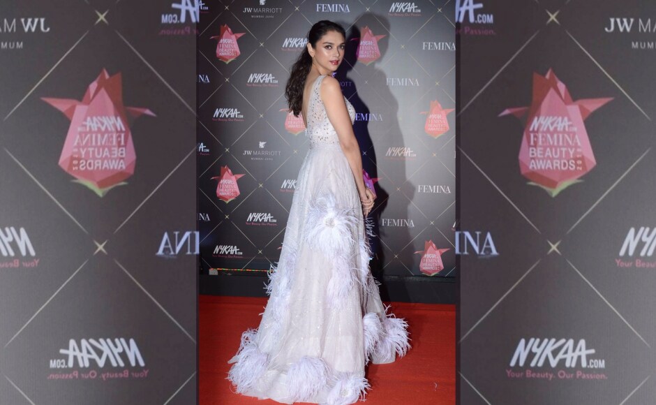 The awards were held at JW Marriott Hotel in Mumbai. Aditi Rao Hydari poses on the red carpet. Image from News18. The awards were held at JW Marriott Hotel in Mumbai. Aditi Rao Hydari poses on the red carpet. Image from News18.