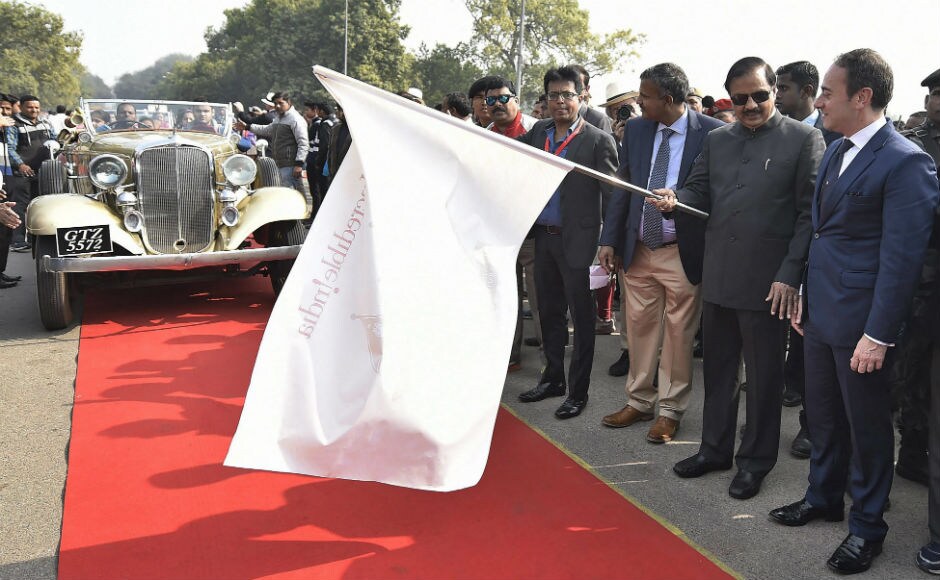The rally was flagged off by Union minister Mahesh Sharma from India Gate. Over 125 exceptional vintage cars and 35 two-wheelers paraded on the streets. PTI The rally was flagged off by Union minister Mahesh Sharma from India Gate. Over 125 exceptional vintage cars and 35 two-wheelers paraded on the streets. PTI
