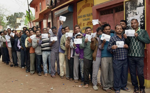 A total of 11,91,513 electorate, including 5,89,806 women and 26,900 new voters, were to decide the fate of 195 candidates, including five women and many independents in Nagaland. PTI A total of 11,91,513 electorate, including 5,89,806 women and 26,900 new voters, were to decide the fate of 195 candidates, including five women and many independents in Nagaland. PTI