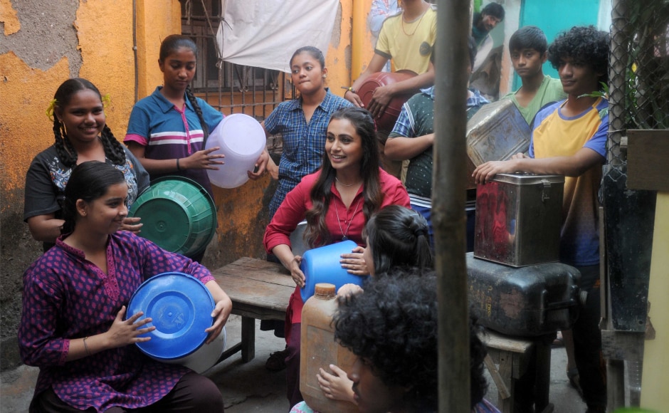 The movie is about a teacher (Mukerji) who has Tourette Syndrome which causes her to have a speech defect. Photo by: Firstpost/Sachin Gokhale The movie is about a teacher (Mukerji) who has Tourette Syndrome which causes her to have a speech defect. Photo by: Firstpost/Sachin Gokhale