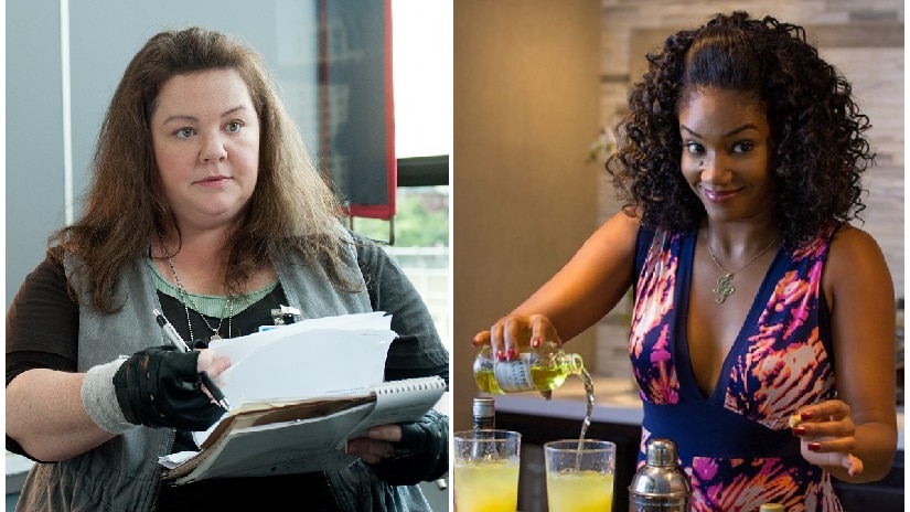 Melissa McCarthy (L) in The Heat; TIffany Haddish in Girls Trip