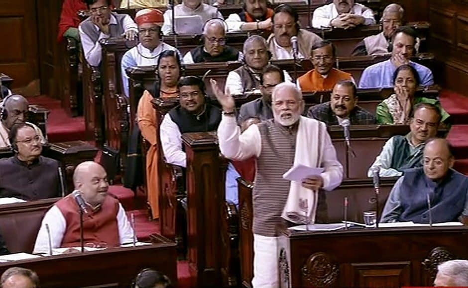 Meanwhile, in Rajya Sabha, the prime minister yet again trained his guns on the Congress. He used Ghulam Nabi Azad's speech as a takeoff point. From dynasticism to Emergency, Modi used the Motion of Thanks on President's address as an opportunity to hit back at his political rivals. PTI Stormy day in Parliament as Narendra Modi trains gun at Congress in both Houses; Opposition sloganeering mars PM's speech