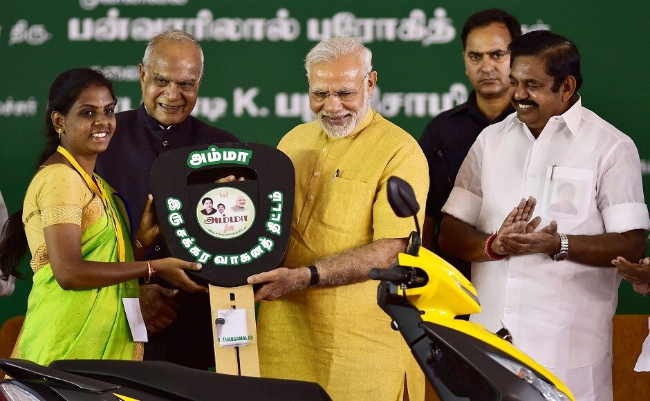 Narendra Modi launches 'Amma' two-wheeler subsidy scheme on Jayalalithaa's 70th birth anniversary