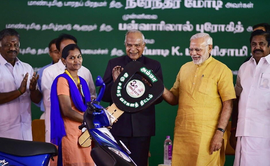 Narendra Modi launches 'Amma' two-wheeler subsidy scheme on Jayalalithaa's 70th birth anniversary