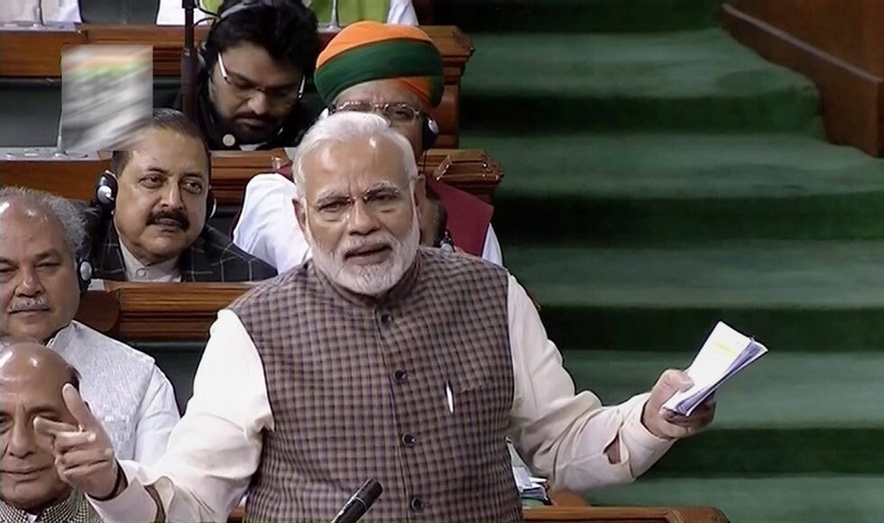 Modi started his address, which many termed a campaign speech, on a stormy note. He accused the Nehru-Gandhi family of being responsible for the woes of modern India.