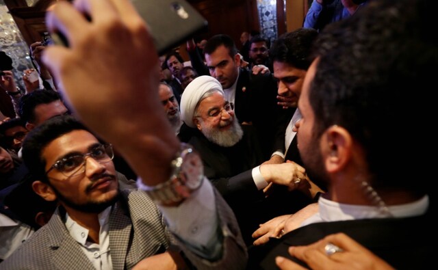 Rouhani greeted Muslim leaders and scholars after a meeting in Hyderabad. Reuters Rouhani greeted Muslim leaders and scholars after a meeting in Hyderabad. Reuters