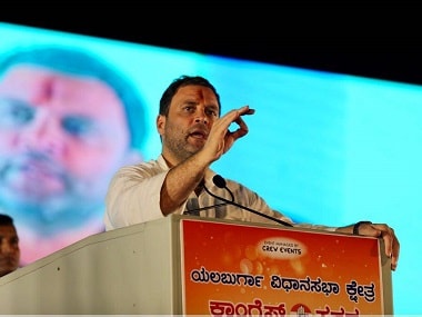 Congress president Rahul Gandhi addresses crowd in Karnataka. Twitter @INCIndia