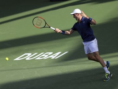 Roberto Batista Agut in action during the first round of Dubai Tennis Championships. AP