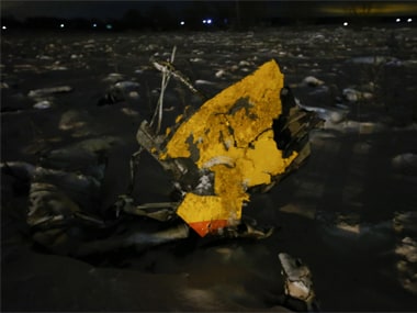 Remain of the crashed Sarotov Airlines plane near Moscow. Reuters