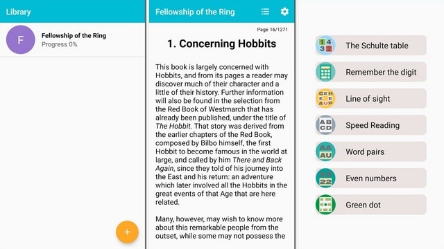 Speed Reading allows users to independently increase the reading speed to the desired level without expensive courses. Image: Google Play Store