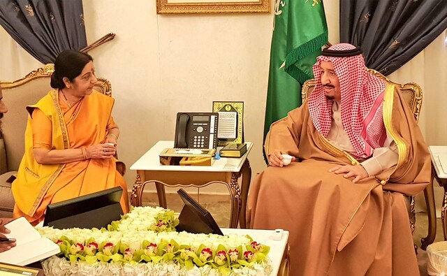 External Affairs Minister Sushma Swaraj on Wednesday met Saudi King Salman bin Abdulaziz, who inaugurated the prestigious National Heritage and Culture Festival 'Janadriyah' at which India is the guest of honour country. Twitter @MEAIndia External Affairs Minister Sushma Swaraj on Wednesday met Saudi King Salman bin Abdulaziz, who inaugurated the prestigious National Heritage and Culture Festival 'Janadriyah' at which India is the guest of honour country. Twitter @MEAIndia