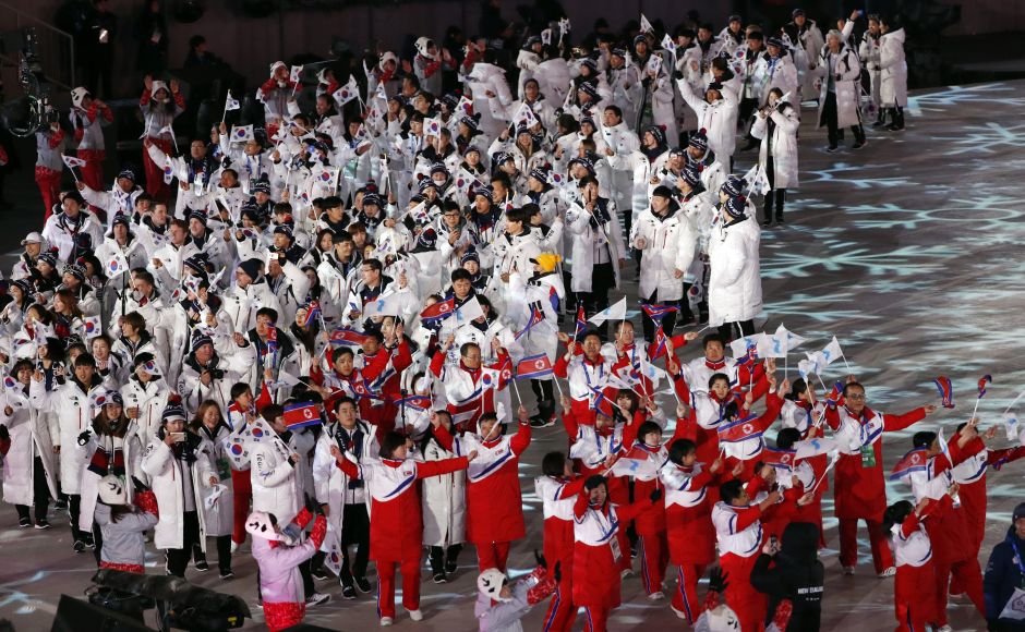 Athletes from North Korea and South Korea during the closing ceremony. Unlike the opening ceremony, the two Korea marched separately. Reuters Athletes from North Korea and South Korea during the closing ceremony. Unlike the opening ceremony, the two Korea marched separately. Reuters