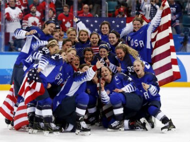 US players pose for a picture as they celebrate their victory over Canada. Reuters
