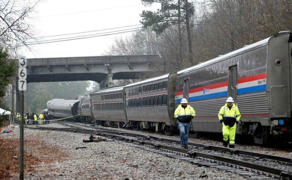 The passenger train was part of Amtrak’ Silver Star Service, and the wreck occurred about 8 kilometres southwest of Columbia. Reuters The passenger train was part of Amtrak’ Silver Star Service, and the wreck occurred about 8 kilometres southwest of Columbia. Reuters