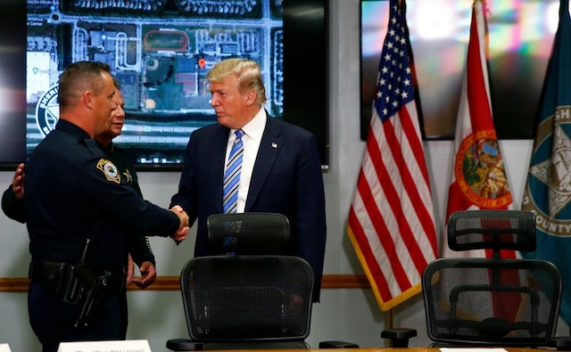 Trump's visit to Parkland came amid growing anger among parents and students in the south Florida city over America's seeming unwillingness to toughen gun control laws.Reuters Trump's visit to Parkland came amid growing anger among parents and students in the south Florida city over America's seeming unwillingness to toughen gun control laws.Reuters
