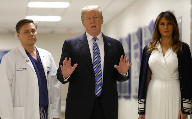 The president's visit came at the end of a difficult day for the families of those killed in Wednesday's rampage at Marjory Stoneman Douglas High School in Florida. Reuters The president's visit came at the end of a difficult day for the families of those killed in Wednesday's rampage at Marjory Stoneman Douglas High School in Florida. Reuters