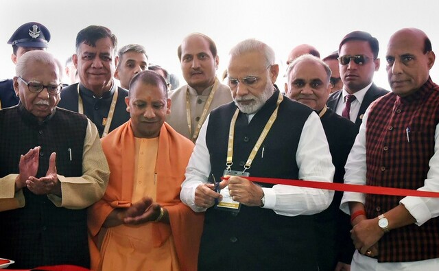 Prime Minister Narendra Modi along with union home minister Rajnath Singh, chief minister of Uttar Pradesh Yogi Adityantah and governor Ram Naik inaugurated the two-day Uttar Pradesh Investors' Summit 2018 in Lucknow on Wednesday. PTI Prime Minister Narendra Modi along with union home minister Rajnath Singh, chief minister of Uttar Pradesh Yogi Adityantah and governor Ram Naik inaugurated the two-day Uttar Pradesh Investors' Summit 2018 in Lucknow on Wednesday. PTI