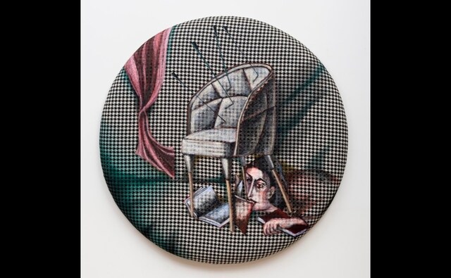The Reader. From Anju Dodiya's The Air Is A Mill Of Hooks, currently on view at Bikaner House. The Reader. From Anju Dodiya's The Air Is A Mill Of Hooks, currently on view at Bikaner House.
