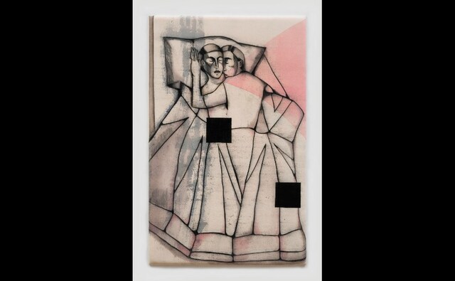 Bedroom With Two Squares. From Anju Dodiya's The Air Is A Mill Of Hooks, currently on view at Bikaner House. Bedroom With Two Squares. From Anju Dodiya's The Air Is A Mill Of Hooks, currently on view at Bikaner House.