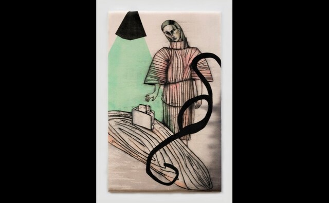 Morning Tune. From Anju Dodiya's The Air Is A Mill Of Hooks, currently on view at Bikaner House Morning Tune. From Anju Dodiya's The Air Is A Mill Of Hooks, currently on view at Bikaner House