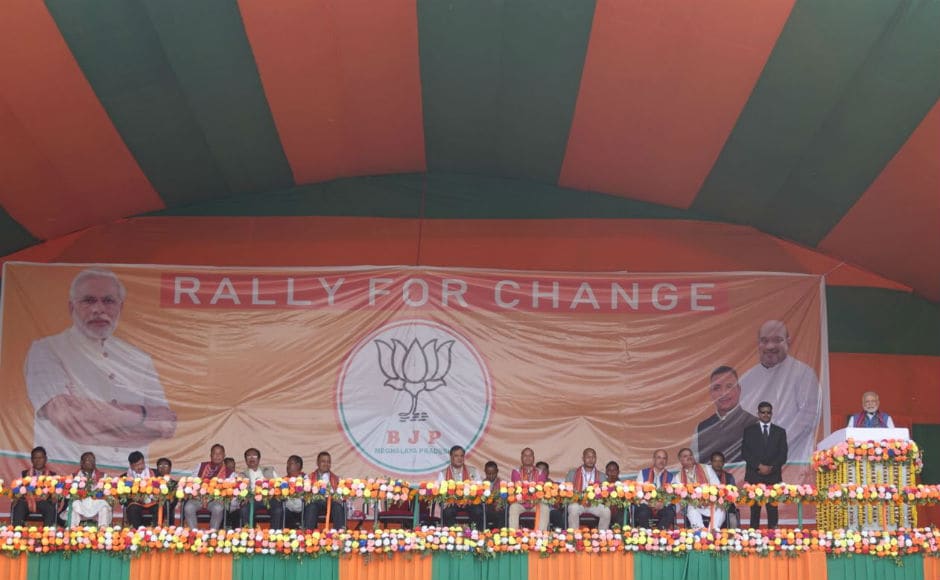 Prime Minister Narendra Modi on Thursday addressed a rally in Meghalaya's Phulbari where he appealed to the people to give BJP a chance to serve the state. Firstpost/Rishiraj Bhagawati Prime Minister Narendra Modi on Thursday addressed a rally in Meghalaya's Phulbari where he appealed to the people to give BJP a chance to serve the state. Firstpost/Rishiraj Bhagawati