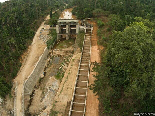 A mini hydel plant in the Western ghats, a biodiversity hotspot. Between 2014-17, 36,500 hectares of forest land–the equivalent of 63 football fields every single day–were diverted for non-forest purposes such as mining, highways and industry. IndiaSpend