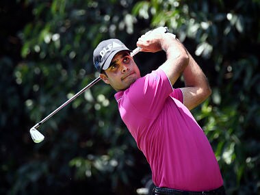 Indian golfer Shubhankar Sharma, plays his shot from the second tee, during the third round of the World Golf Championship in Mexico City, on March 3, 2018. / AFP PHOTO / ALFREDO ESTRELLA