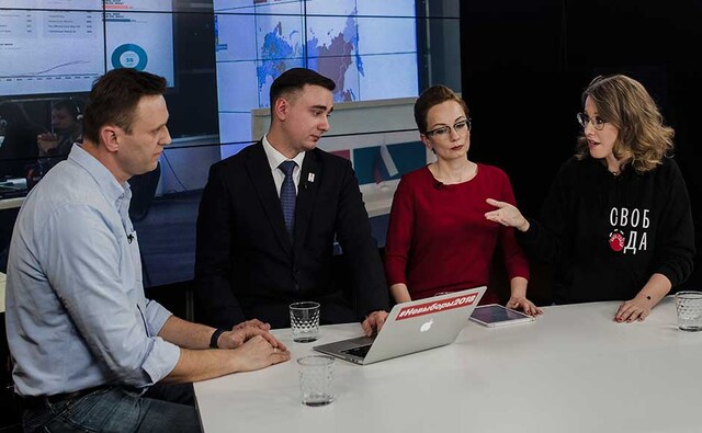 With 99.8 percent of the vote counted, Central Election Commission said that communist Pavel Grudinin came in a distant second with 11.9 percent. The third was ultranationalist Vladimir Zhirinovsky with 5.7 percent. The only candidate to openly criticise Putin during the campaign, liberal TV star Ksenia Sobchak, won 1.7 percent. Russian opposition leader Alexei Navalny, left, with Sobchak, right, as they observe election progress in Moscow. AP With 99.8 percent of the vote counted, Central Election Commission said that communist Pavel Grudinin came in a distant second with 11.9 percent. The third was ultranationalist Vladimir Zhirinovsky with 5.7 percent. The only candidate to openly criticise Putin during the campaign, liberal TV star Ksenia Sobchak, won 1.7 percent. Russian opposition leader Alexei Navalny, left, with Sobchak, right, as they observe election progress in Moscow. AP