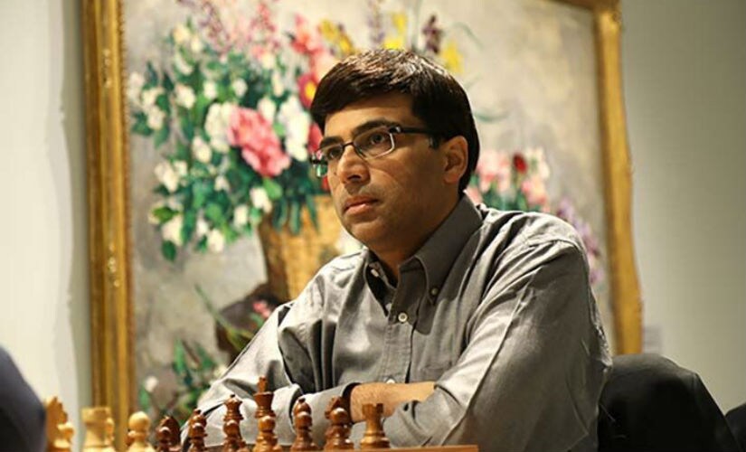Viswanathan Anand (L) during his game against Alexander Grischuk. ChessBase India