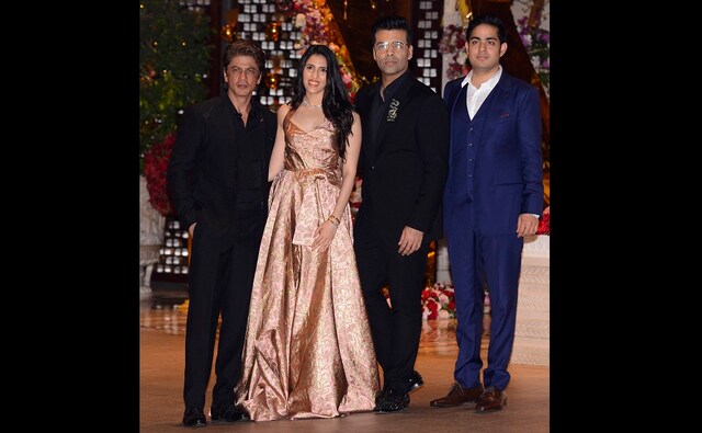 Akash Ambani got engaged to Shloka Mehta on Saturday and to celebrate the occasion, a lavish party was thrown on Monday night that witnessed many celebrities attending. Shah Rukh Khan and Karan Johar pose with the couple. Firstpost/Sachin Gokhale Akash Ambani got engaged to Shloka Mehta on Saturday and to celebrate the occasion, a lavish party was thrown on Monday night that witnessed many celebrities attending. Shah Rukh Khan and Karan Johar pose with the couple. Firstpost/Sachin Gokhale