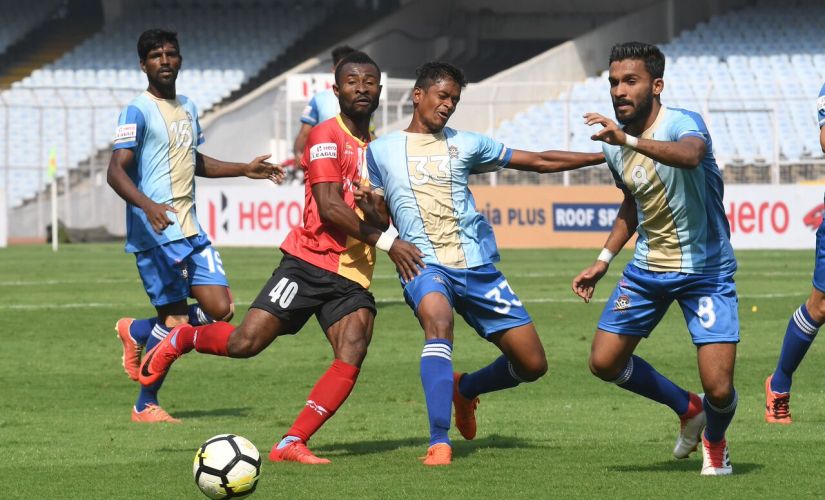 East Bengal's Ansumana Kromah (LC) joined the club from Mohun Bagan in January. Image Courtesy: I-League