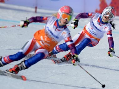 File image of Henrieta Farkasova (right) and her guide Natalia Subrtova in action. AFP