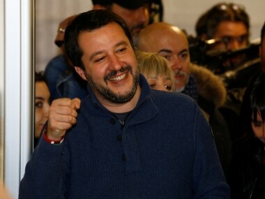 Northern League party leader Matteo Salvini arrives to casts his vote at a polling station in Milan, Italy March 4, 2018. REUTERS/Stefano Rellandini - RC1EBB402140