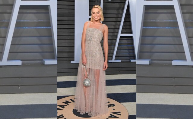 Margot Robbie arrives at the VF party. Image from Twitter/@watervflove Margot Robbie arrives at the VF party. Image from Twitter/@watervflove