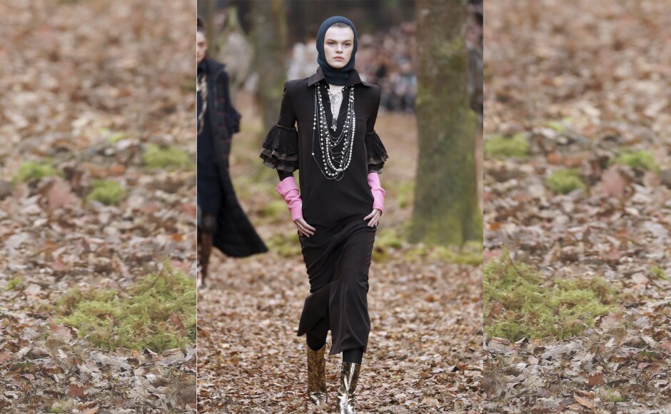 The collection itself seemed to be inspired by nature -<br />especially autumn. Intense detailing was spotted on almost all the creations. Image from AFP. The collection itself seemed to be inspired by nature -<br />especially autumn. Intense detailing was spotted on almost all the creations. Image from AFP.