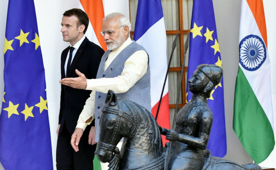 Emmaunel Macron in India: French president accorded ceremonial welcome; meets Narendra Modi to discuss defence, trade