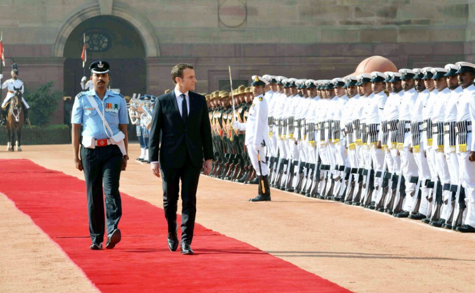 Emmaunel Macron in India: French president accorded ceremonial welcome; meets Narendra Modi to discuss defence, trade