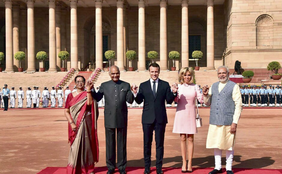 Emmaunel Macron in India: French president accorded ceremonial welcome; meets Narendra Modi to discuss defence, trade