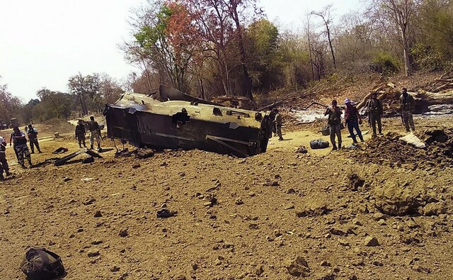 Nine Central Reserve Police Force (CRPF) personnel were killed on Tuesday in a suspected Naxal attack on their mine-protected vehicle in the Kistaram area in Chhattisgarh's Sukma district. PTI Nine Central Reserve Police Force (CRPF) personnel were killed on Tuesday in a suspected Naxal attack on their mine-protected vehicle in the Kistaram area in Chhattisgarh's Sukma district. PTI