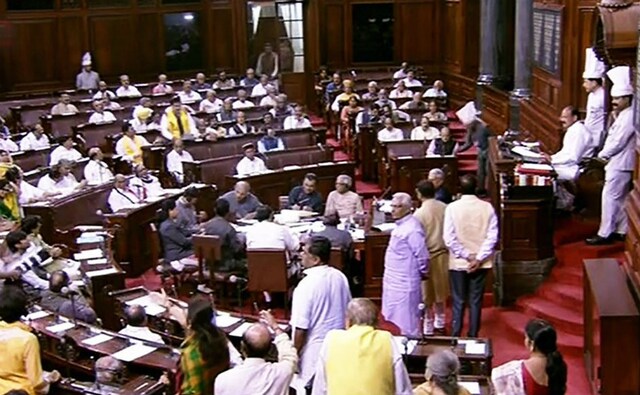 After 3 pm, members from TDP, AIADMK and Congress trooped into the Well raising slogans and carrying placards. As the slogan-shouting continued, Deputy Chairman PJ Kurien adjourned the House for the day. PTI After 3 pm, members from TDP, AIADMK and Congress trooped into the Well raising slogans and carrying placards. As the slogan-shouting continued, Deputy Chairman PJ Kurien adjourned the House for the day. PTI