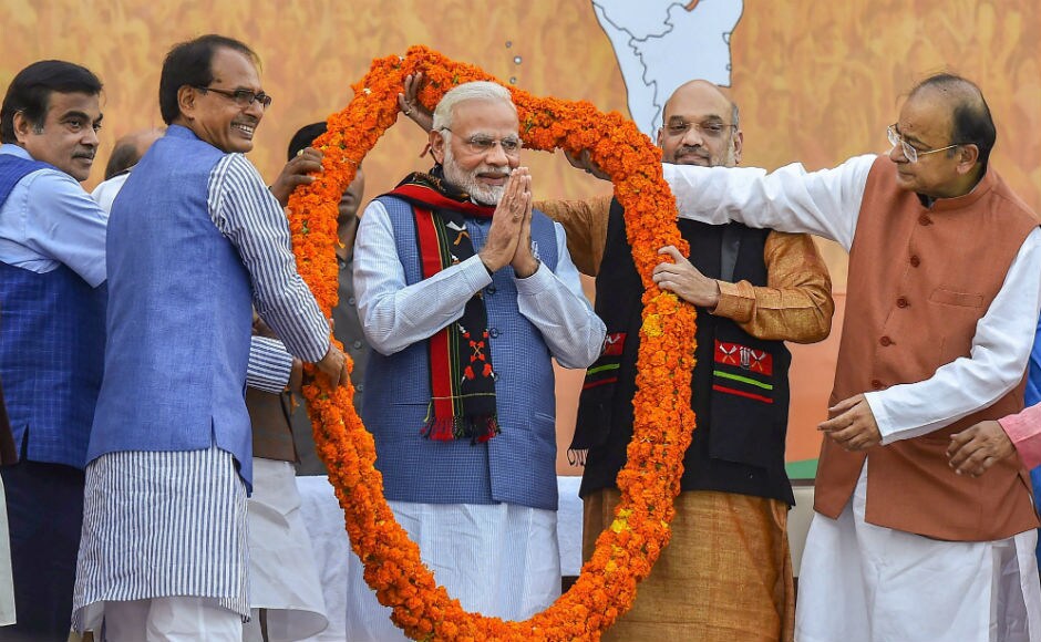 BJP has gone from 'No One' to 'No 1', from ‘shunya to shikhar’. Taking a dig at the CPM, the prime minister said that when the sun sets, it is red and when it rises, it is saffron. He furher added that a day after India celebrated Holi, saffron has washed away all the colours. PTI BJP has gone from 'No One' to 'No 1', from ‘shunya to shikhar’. Taking a dig at the CPM, the prime minister said that when the sun sets, it is red and when it rises, it is saffron. He furher added that a day after India celebrated Holi, saffron has washed away all the colours. PTI
