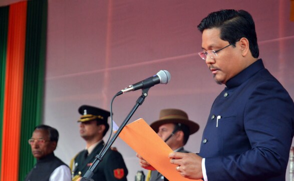 Conrad Sangma takes oath as 12th Chief Minister of Meghalaya; Rajnath Singh, Amit Shah attend event Conrad Sangma takes oath as 12th Chief Minister of Meghalaya; Rajnath Singh, Amit Shah attend event